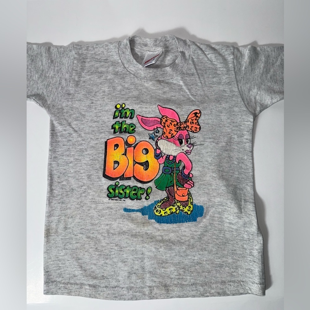 Jerzees 1992 Vintage I’m The Big Sister Tshirt. Gray Small 6-8